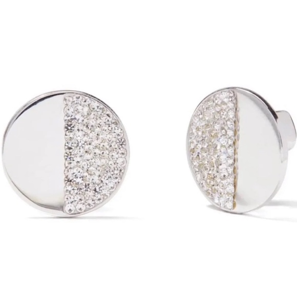 Kate Spade mod scallop pave half circle stud earrings